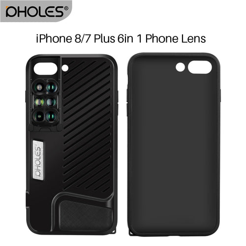 Pholes 6 in 1 Phone Lens with Case for iPhone 7 8 Plus